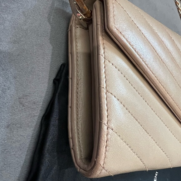 Beige Saint Laurent Cassandre Envelope Flap Wallet on Chain - Picture 10 of 15
